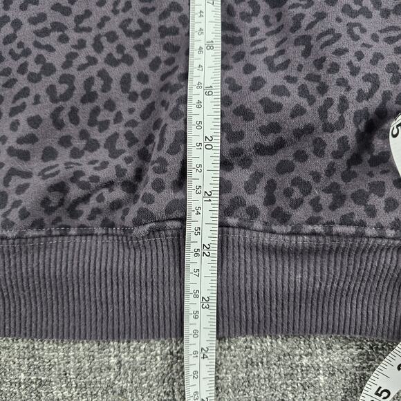 FABLETICS Forever Fleece Sweatshirt Women Black Gray Quarter Zip Leopard Medium - Picture 5 of 6